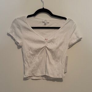 NWT White Ruched Crop Top